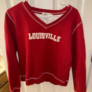 Red Louisville V-Neck Sweatshirt